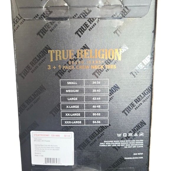 True Religion 4 Pack Crew Neck Tees, Large - Picture 2 of 2